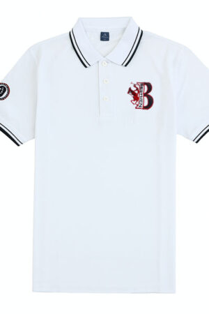Men's Classic White Polo Shirt with Embroidered Logo