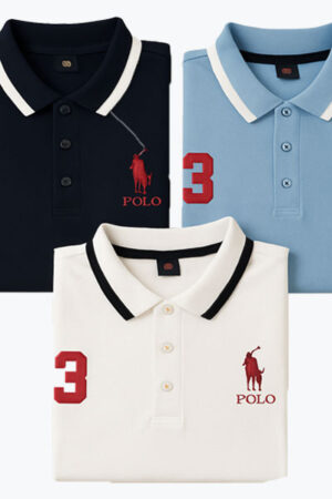 lassic Men's Polo Shirt – Pack of 3 (Glacier, Sky Blue, White)