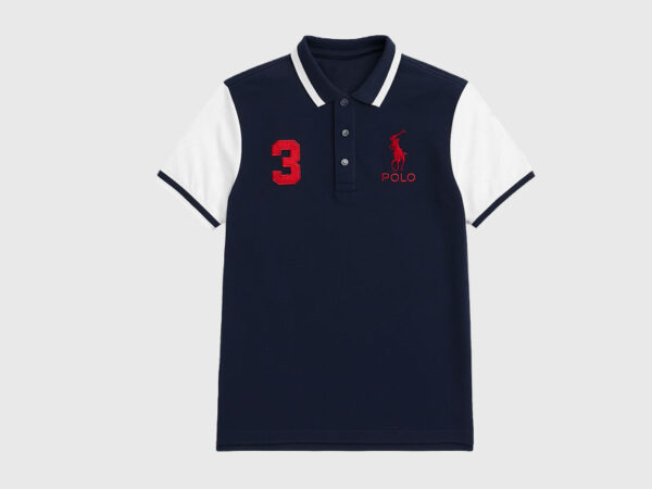 Navy Blue & White Polo Shirt