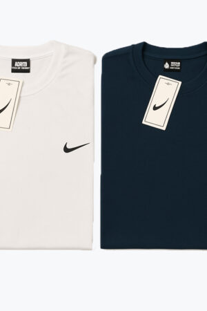 Nike Premium T-Shirt Combo – White & Navy Blue (Pack of 2)