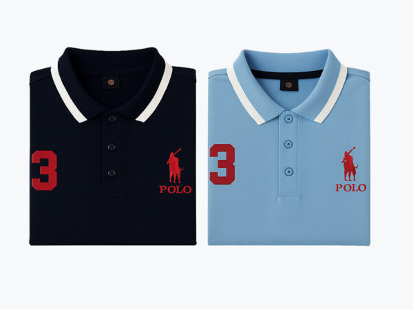 Men's Polo Shirt – Dark Blue & Glacier – Embroidered Logo